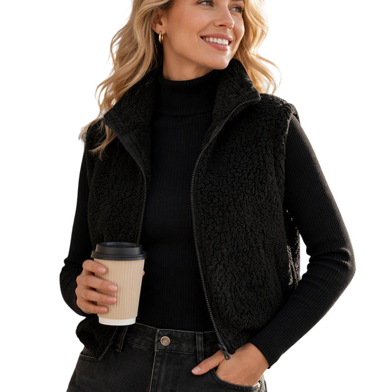 📢🎉50%Rabatt!!!🛍️✨Damen Warme Weste mit Stehkragen und Reißverschluss