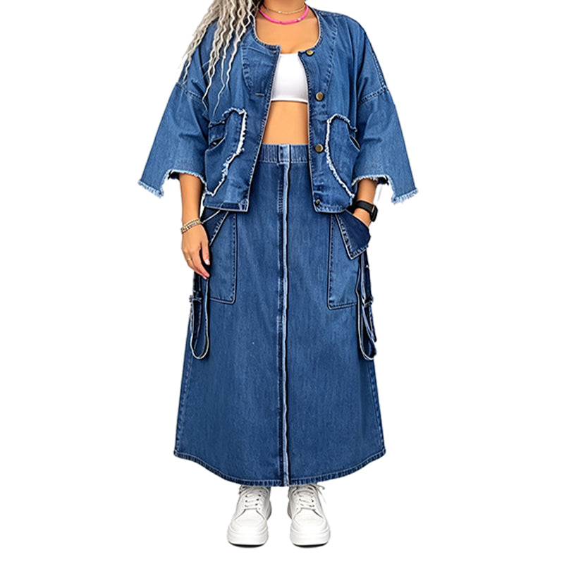 đ 50% Rabatt | LĂ€ssiger Retro-Style & Komfort â 2-teiliges Denim-Set