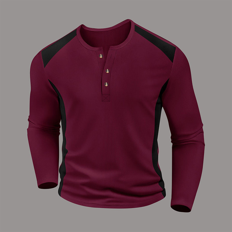 📢🎉50%Rabatt!!!🛍️✨Herren Henley-Shirt aus Waffelstrick im Color-Block-Design