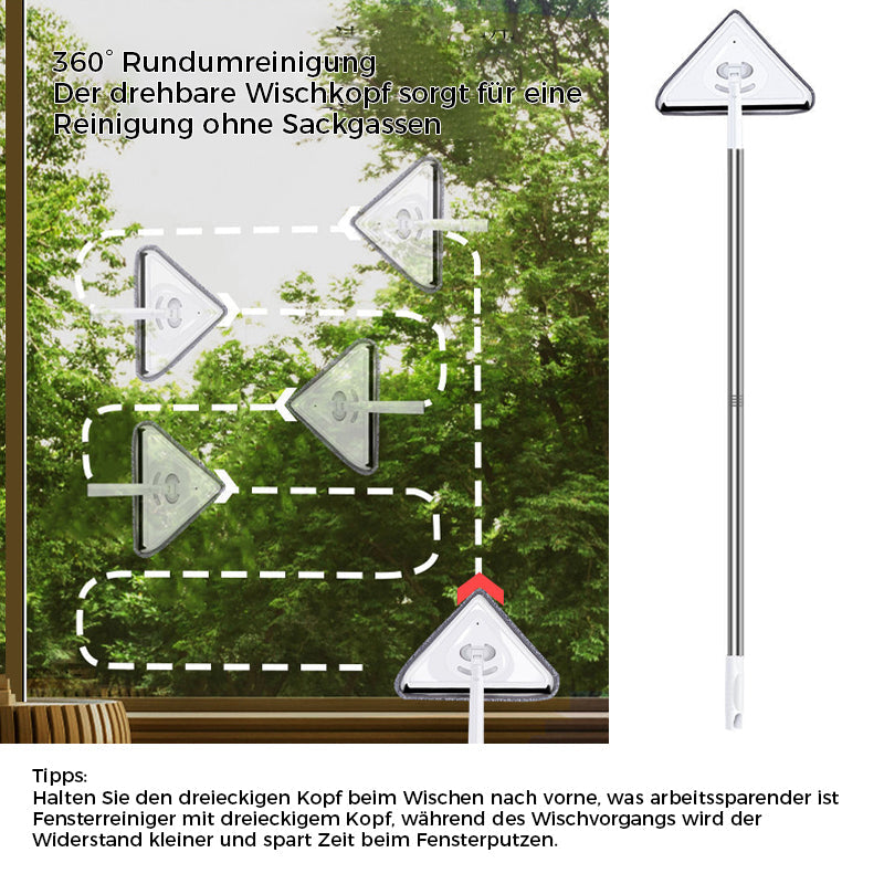 Gluschwein - Multifunktionaler dreieckiger Fensterreiniger mit Verlängerungsstange