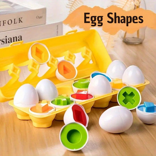 Gluschwein - Egg Shapes - Montessori-Eier-Spielzeug – Puzzle zum Sortieren nach Farbe und Form für Kleinkinder: Förderung der Feinmotorik