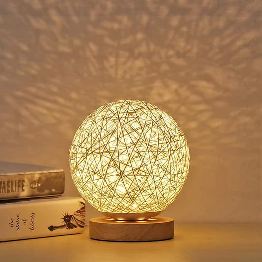 Gluschwein - Rotan Ball Lamp - Tischlampe Rattan Kugel 30 cm mit Dimmfunktion