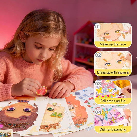 Gluschwein - Princess Art Studio - 4-in-1-Prinzessinnen-Kunststudio | Bastelbuch mit Make-up, Schmucksteinen und Folie