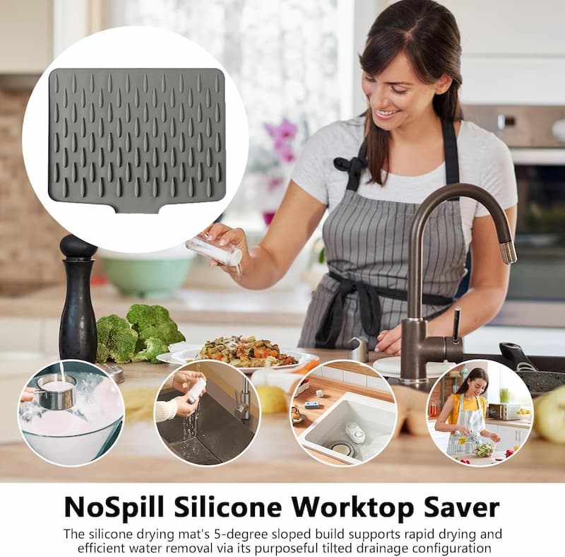 DrainMat - Tapis de séchage et de protection thermique en silicone — Flexible et sans BPA