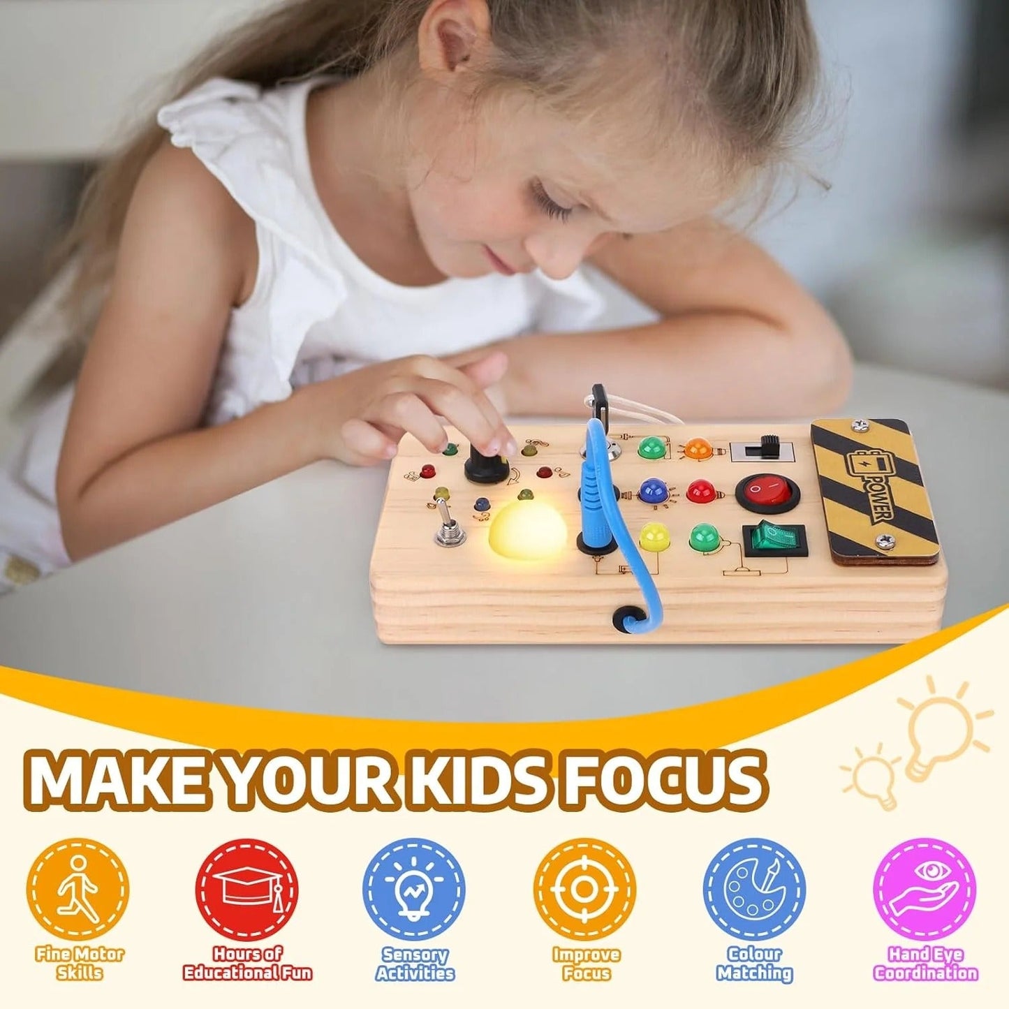 Gluschwein - Stimilus Board - Montessori-Sinnes-Schalt-Spielzeug aus Holz