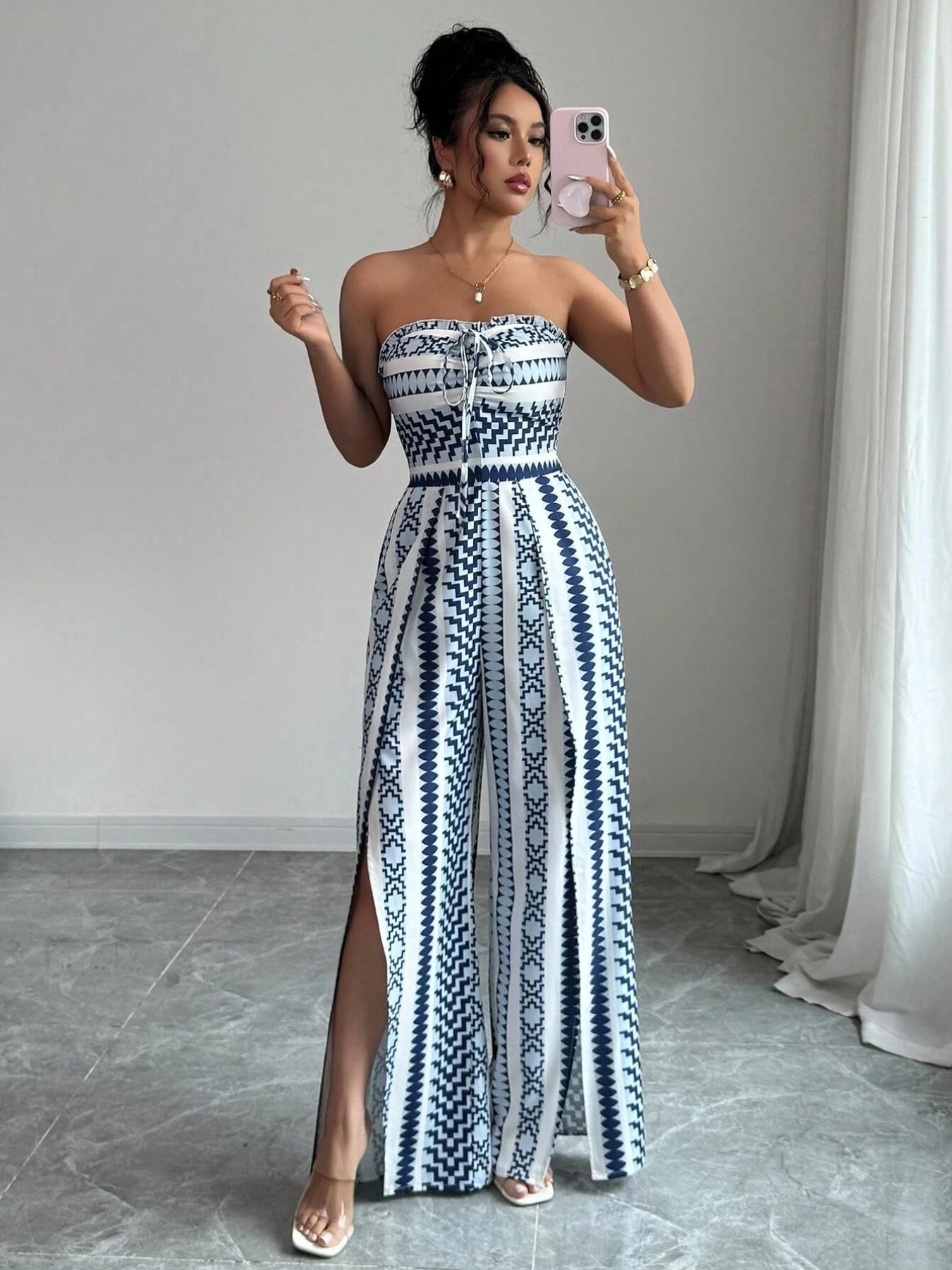 Gluschwein - 👗 50% RABATT! ✨ Damen Jumpsuit schulterfrei floral im Boho-Stil – Eleganter Sommer-Overall mit Bardot-Ausschnitt – Fließend, leicht & perfekt für Festivals, Strand oder romantische Sommerabende 🌸