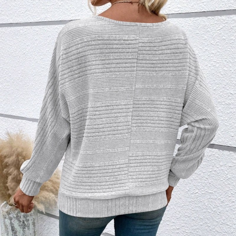 Gluschwein - ⏰Weiches, einfarbiges Pullover-Langarmoberteil mit Fledermausärmeln für Damen