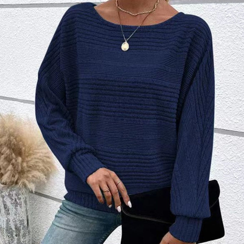 Gluschwein - ⏰Weiches, einfarbiges Pullover-Langarmoberteil mit Fledermausärmeln für Damen