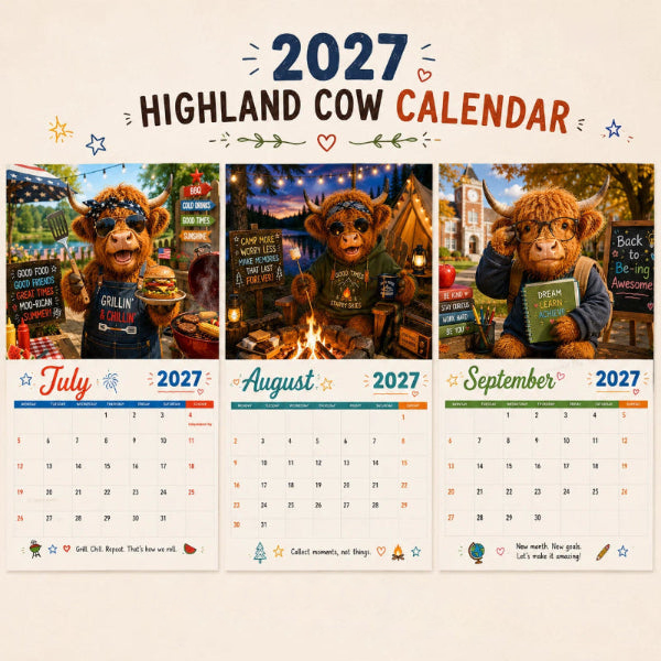 Gluschwein - 🐮 JETZT 50 % RABATT! 🗓️ Lustiger Wandkalender 2027 mit Hochlandrindern – A4-Format zum Aufhängen, charmantes Design und ein ganzes Jahr voller Spaß – Perfekt für Zuhause, Büro oder als Geschenk ✨