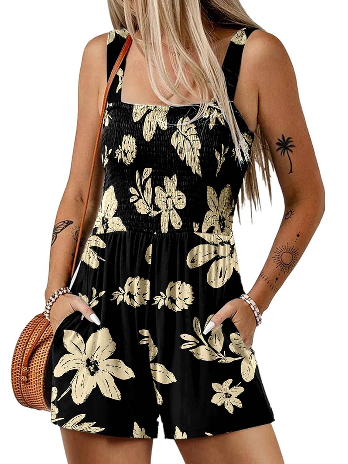 🌞Sommer-Hot-Sale - 49% Rabatt💃Sommer-Overall ärmellos mit Smock-Optik – Bequem & lässig