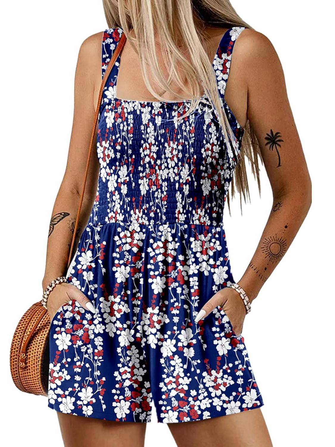 🌞Sommer-Hot-Sale - 49% Rabatt💃Sommer-Overall ärmellos mit Smock-Optik – Bequem & lässig