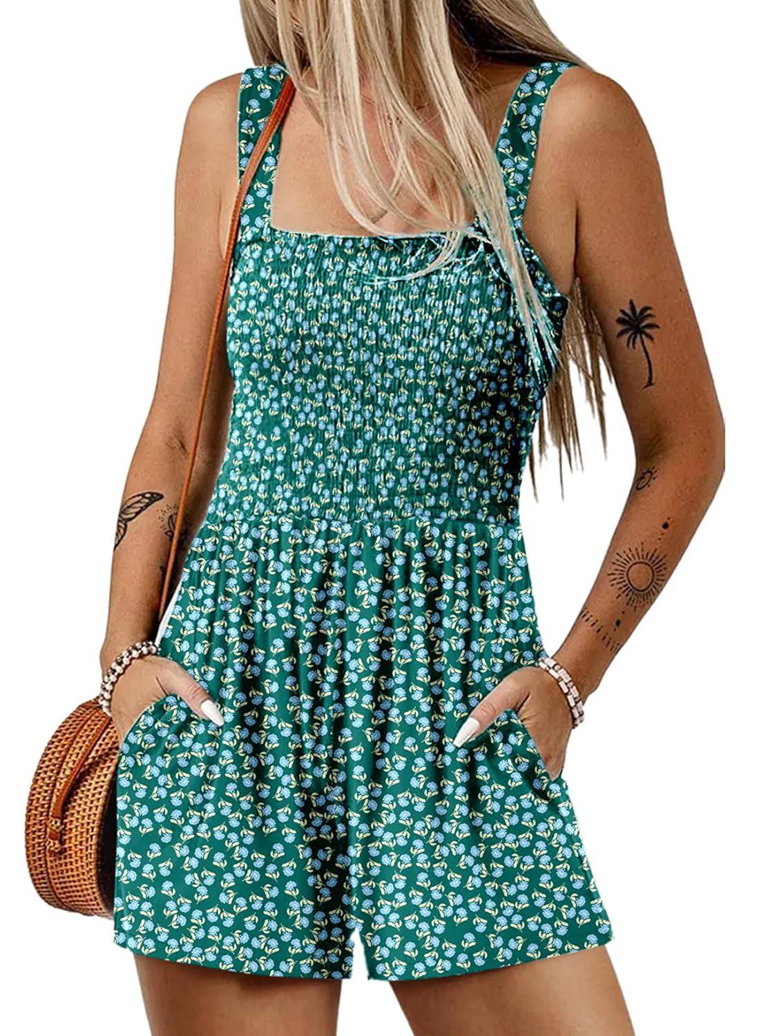 🌞Sommer-Hot-Sale - 49% Rabatt💃Sommer-Overall ärmellos mit Smock-Optik – Bequem & lässig