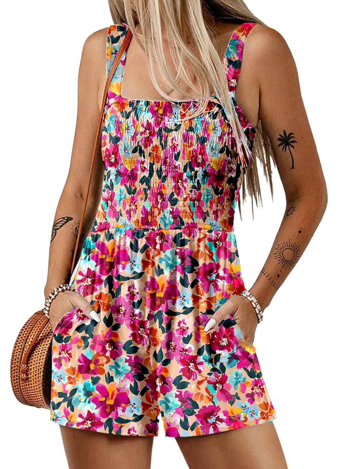 🌞Sommer-Hot-Sale - 49% Rabatt💃Sommer-Overall ärmellos mit Smock-Optik – Bequem & lässig