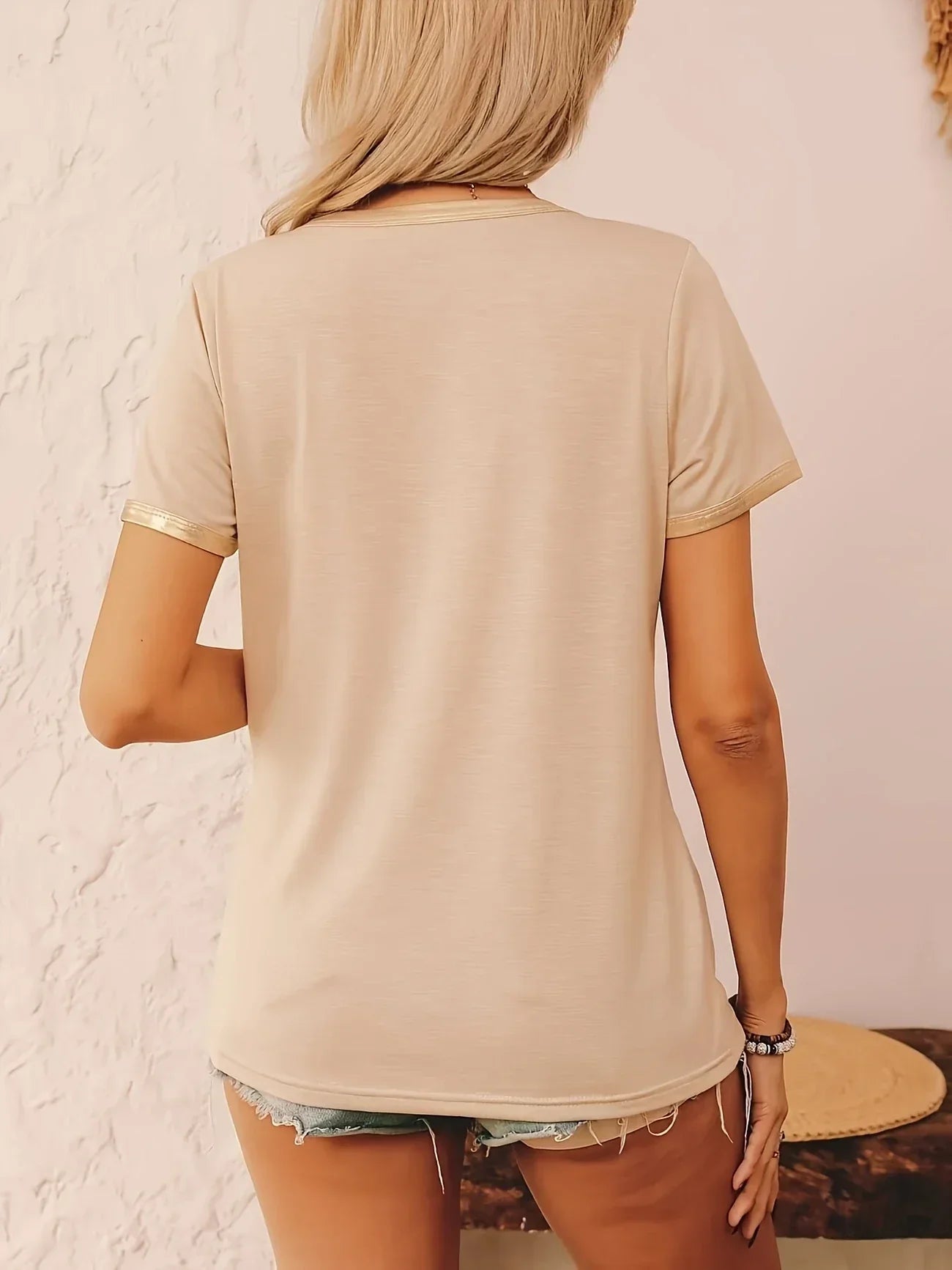 Krissy – Camiseta informal con cuello redondo