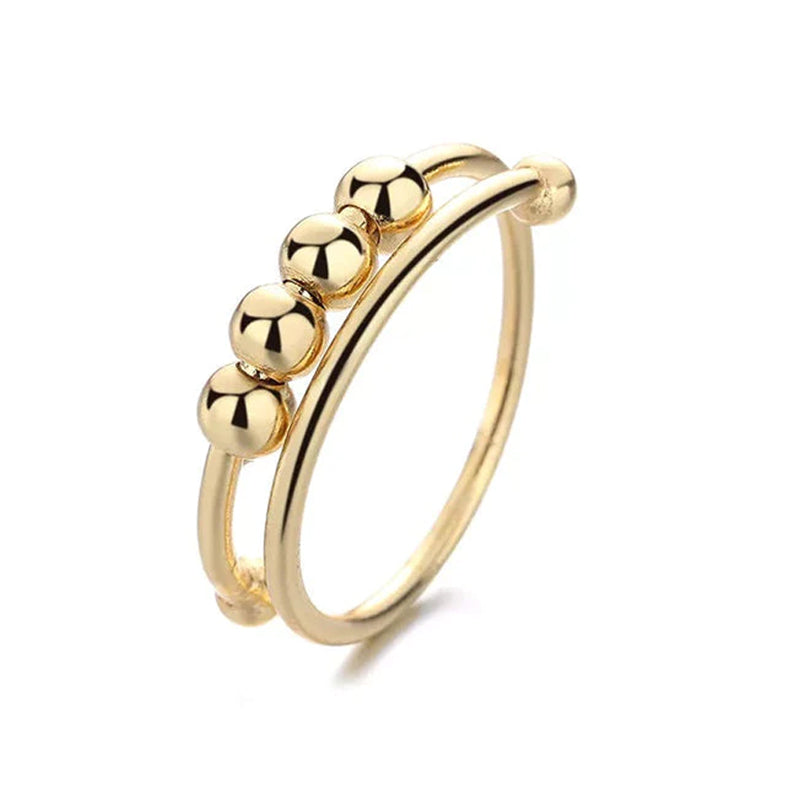 Gluschwein - 4 Beads Adjustable Anxiety Relief Ring goldene