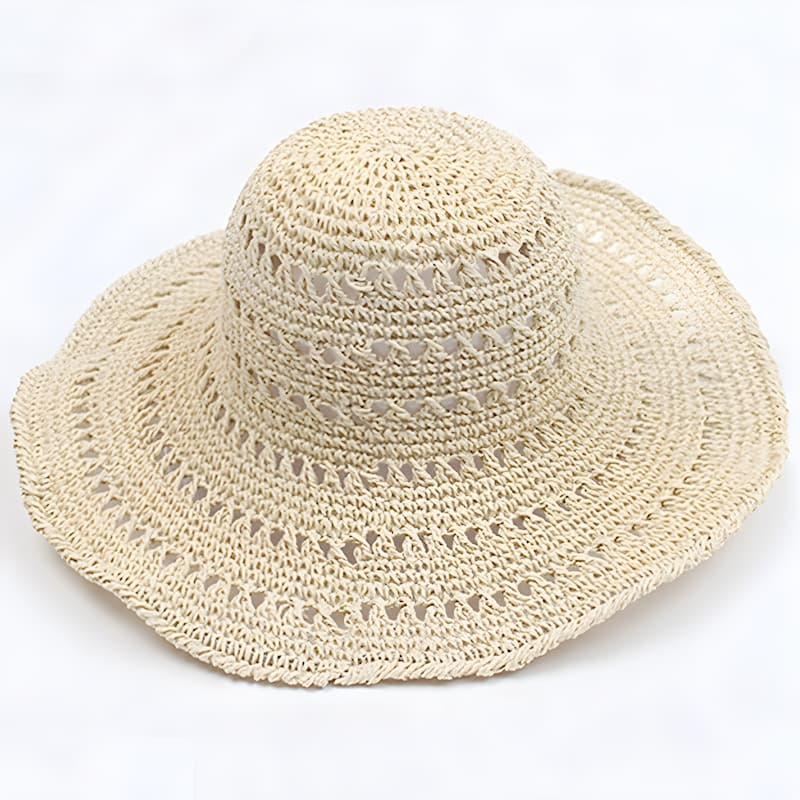 Sun Hat - Sonnenhut Stroh geflochten mit breiter Krempe