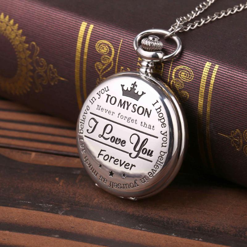 Gluschwein - "To My Son" Quarz-Taschenuhr Silber-To Son