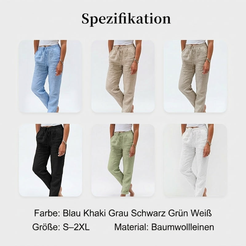 👖🌿 Damenhose aus Baumwolle & Leinen mit Elastischem Bund – Bequem, Atmungsaktiv & Lässiger Look 🥰（副本）