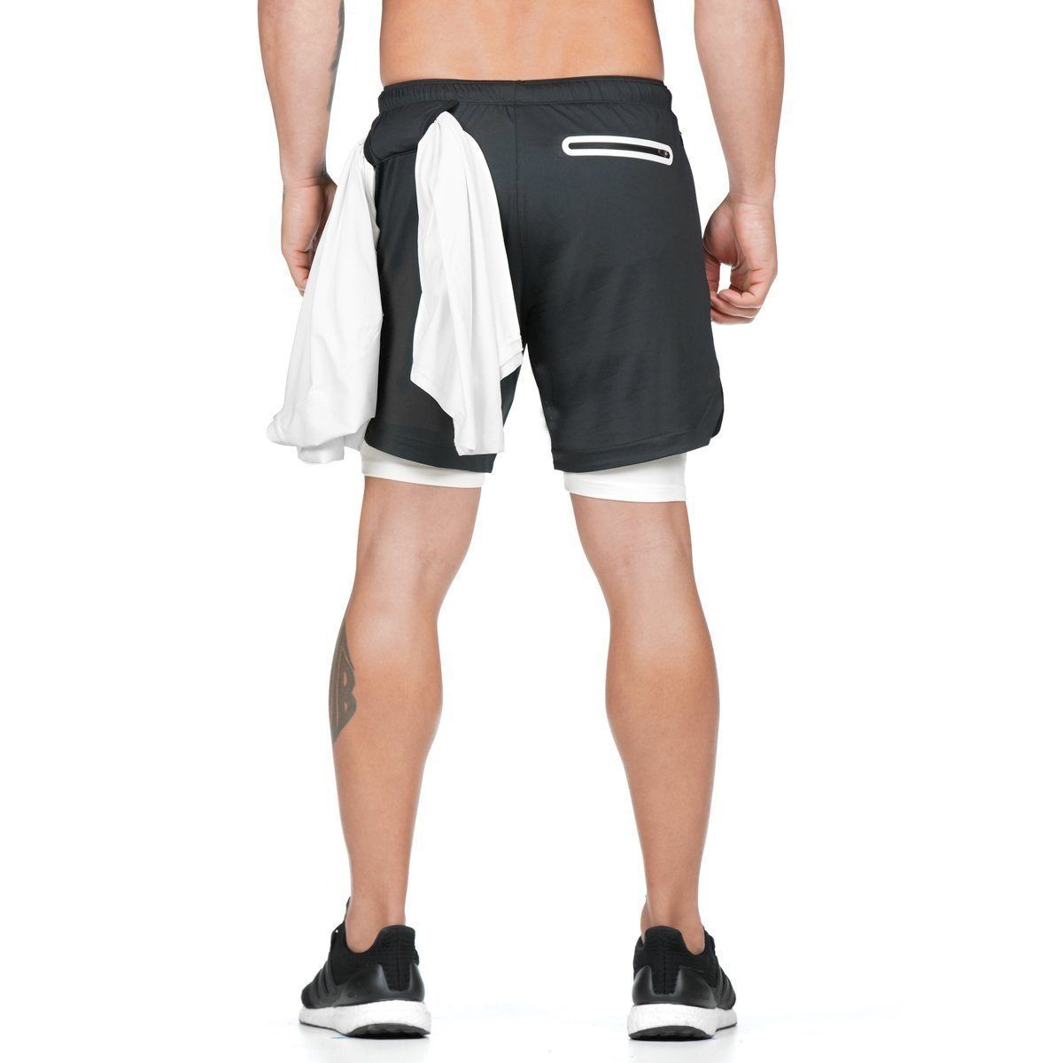 Gluschwein - 2 in 1 Shorts Sicherheitstasche Fitness-hose Handtuch aufhänget Schwarz