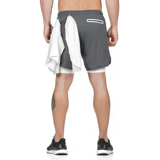 Gluschwein - 2 in 1 Shorts Sicherheitstasche Fitness-hose Handtuch aufhänget Dunkel Grau