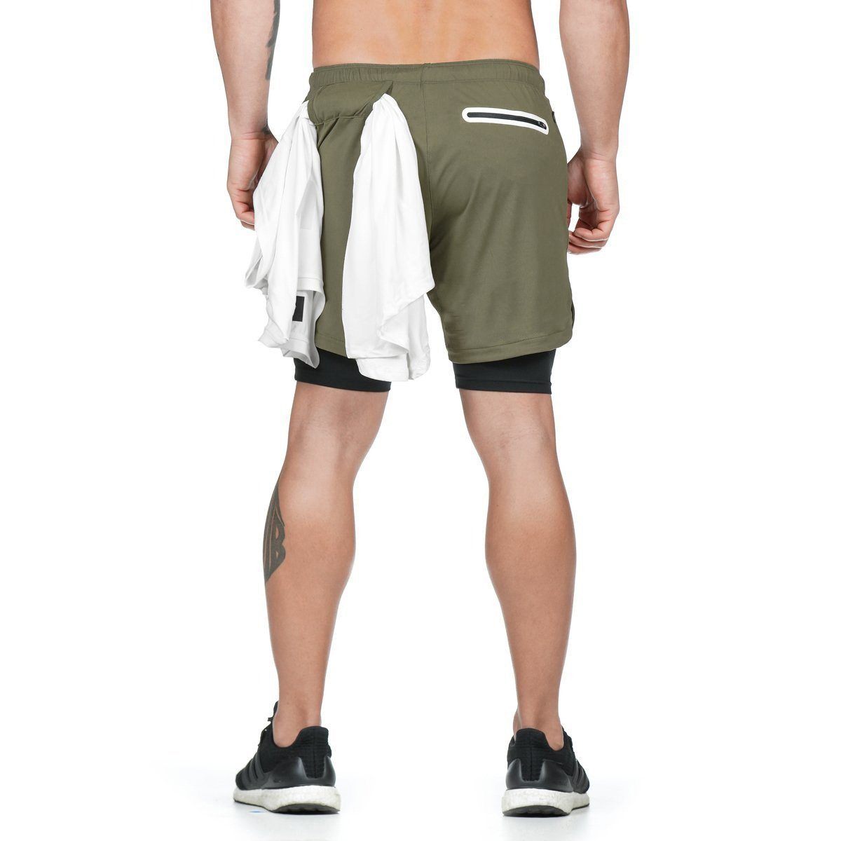 Gluschwein - 2 in 1 Shorts Sicherheitstasche Fitness-hose Handtuch aufhänget Grün