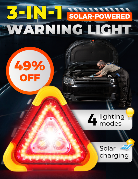 🚗🆘3-IN-1 Dreieckige Solar-Notfall-Signalleuchte für den Straßenrand✨