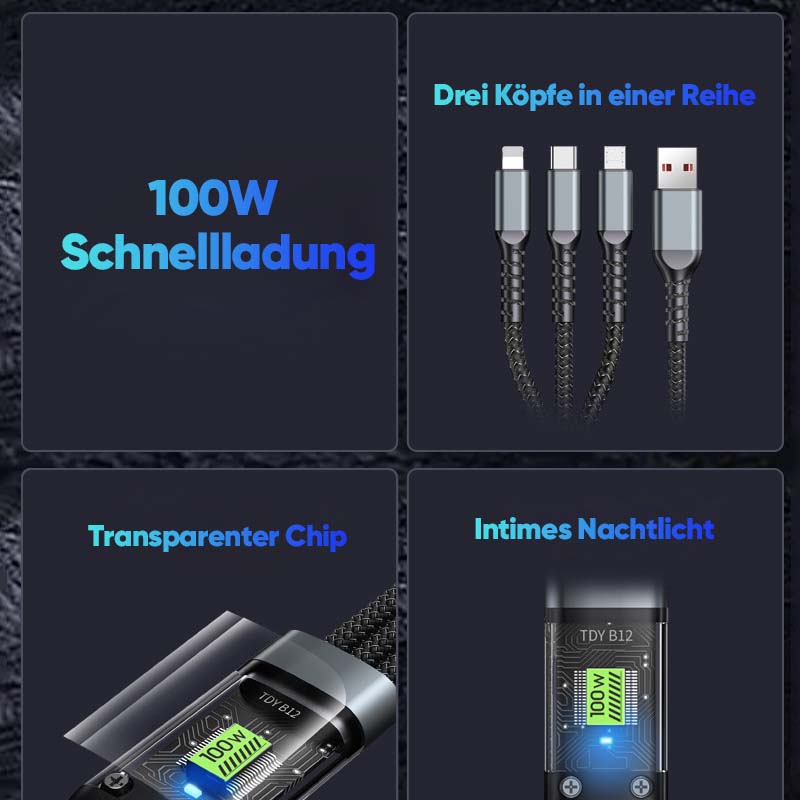 3-in-1 100 Watt Datenkabel