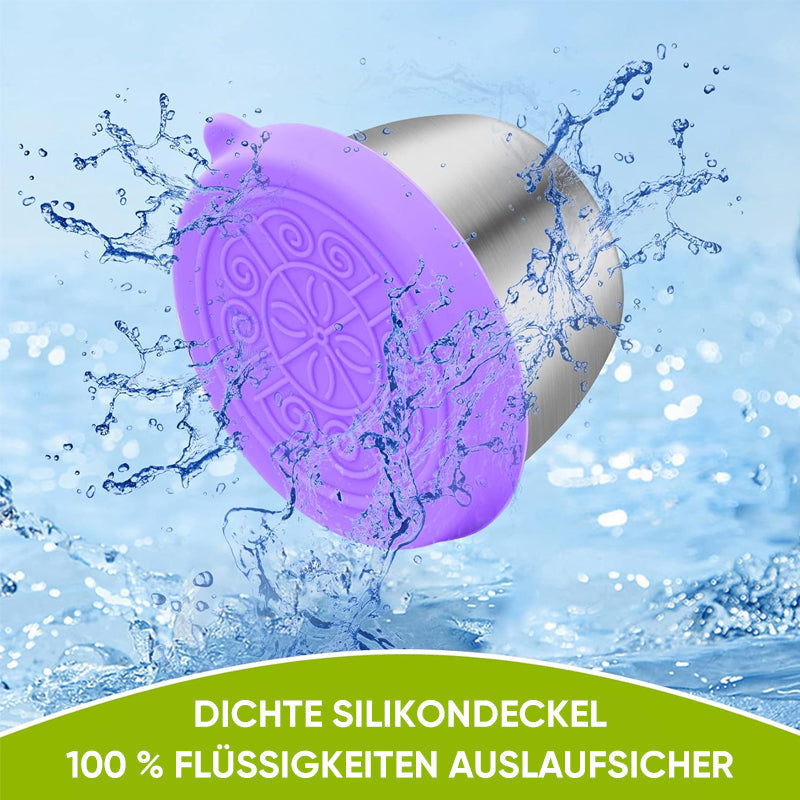 Edelstahlbehälter mit auslaufsicheren Silikondeckeln