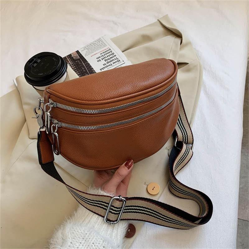 👝Schulter-Satteltasche aus massivem Leder für Damen, Brusttasche mit mehreren Taschen