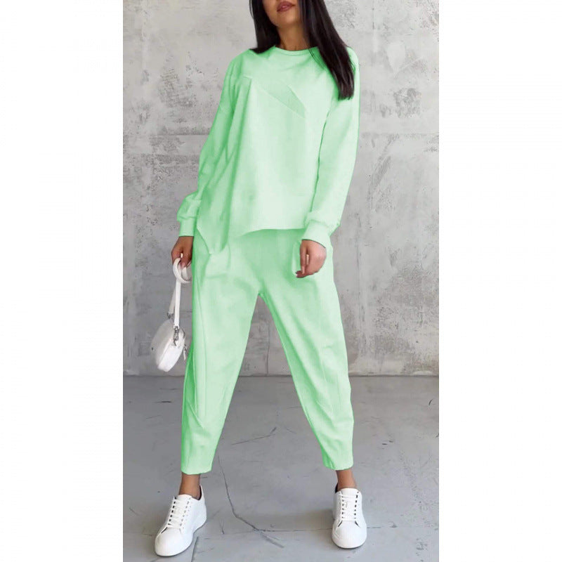 💕Damen Langarm-Sweatshirts mit unregelmäßigem Saum & Hosen-Set