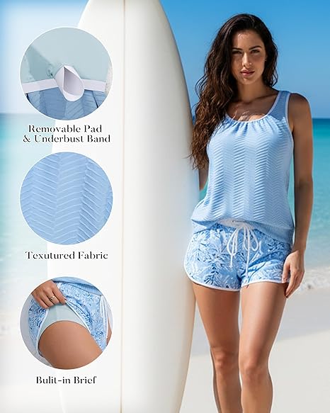 Gluschwein - 🩱Letzter Tag des Schlussverkaufs – 50 % Rabatt💃Zweiteiliger, dezenter Damen-Badeanzug mit U-Ausschnitt (Tankini)