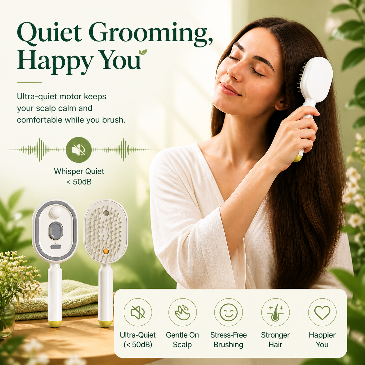 ⏰50 % RABATT– Nur für kurze Zeit✨Elektrische Spray- und Massage-Haarbürste für sanfte Pflege 💆‍♀️🌿