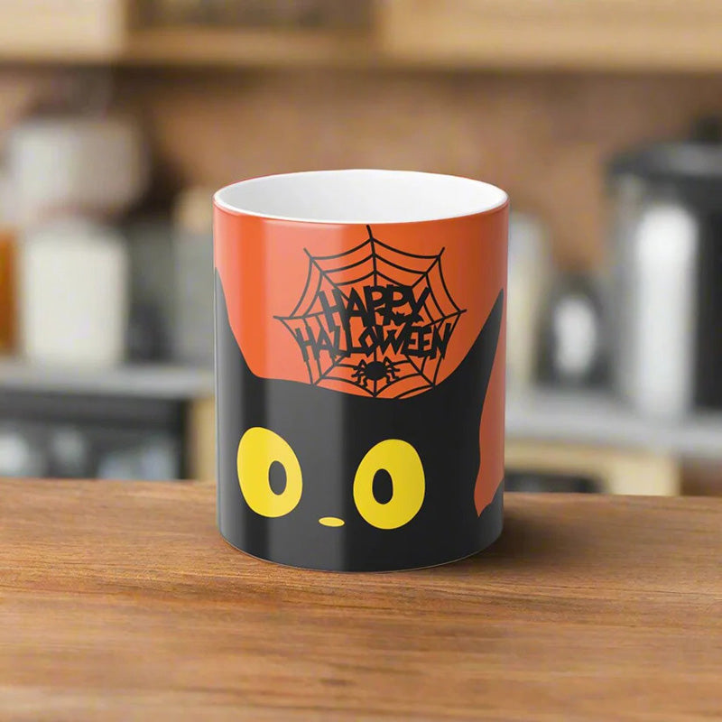 Tasse de morphing magique de chat noir d'Halloween