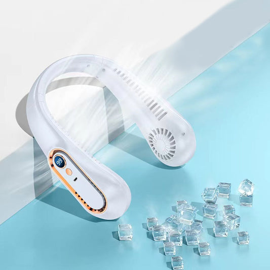 Gluschwein - Nackenventilator, wiederaufladbarer USB-Lüfter, 5 Geschwindigkeiten einstellbar Weiss