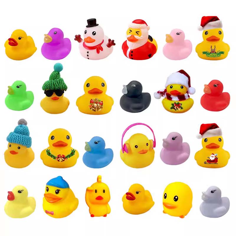 Calendario de Adviento navideño de 24 piezas con patitos de goma