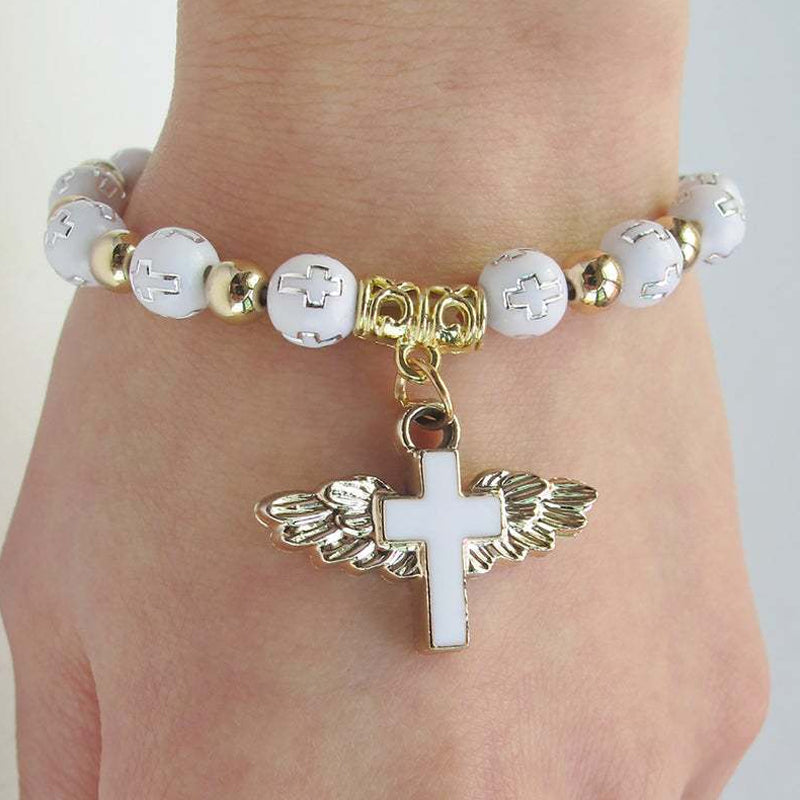 Gluschwein - Angel Wing Cross Bracelet