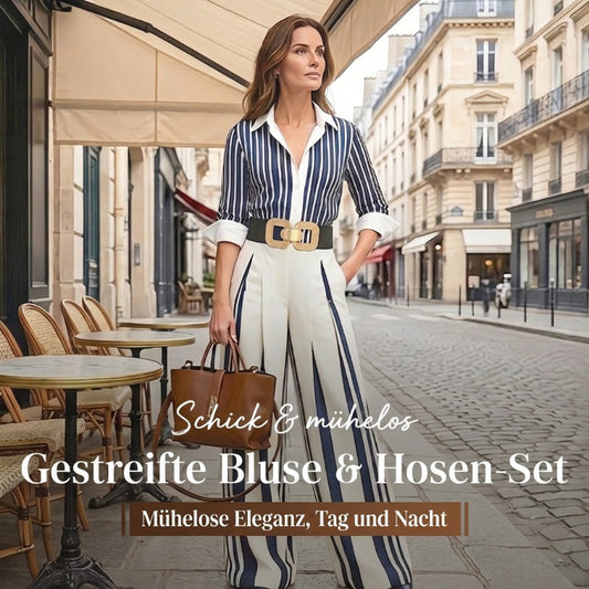Gluschwein - 🔥Neu 2026 • Neu eingetroffen!💥Gestreiftes Shirt & weite Hose im Set – bequem & stilvoll für den Alltag