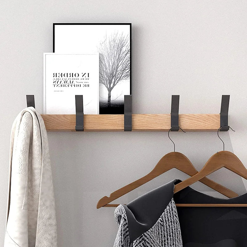 Gluschwein - Hanger Shelve - Wandgarderobe mit 5 Doppelhaken – Holz & Aluminium