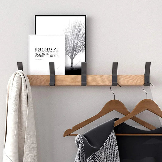 Gluschwein - Hanger Shelve - Wandgarderobe mit 5 Doppelhaken – Holz & Aluminium