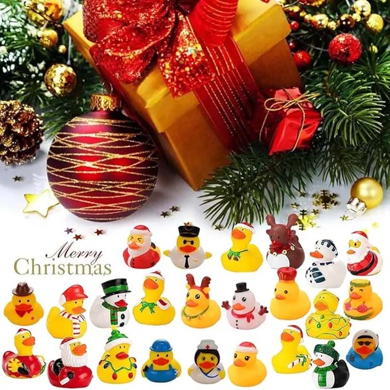 Calendario de Adviento navideño de 24 piezas con patitos de goma