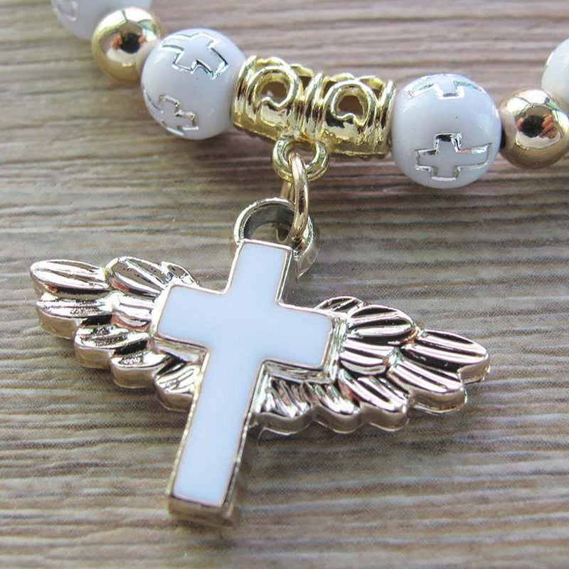 Gluschwein - Angel Wing Cross Bracelet