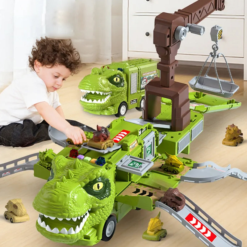 Gluschwein - Neues Spielzeugset Dinosaurier-Transforming-Engineering-LKW-Strecke