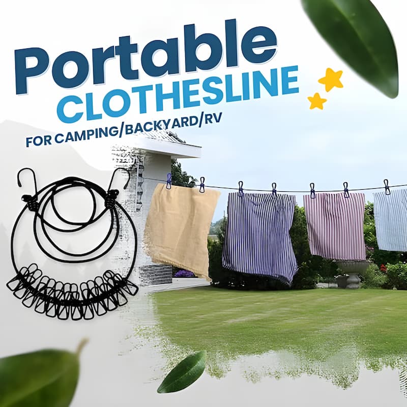 ClipLine - Étendoir à linge portable avec pinces – Idéal pour les voyages, le camping et le balcon