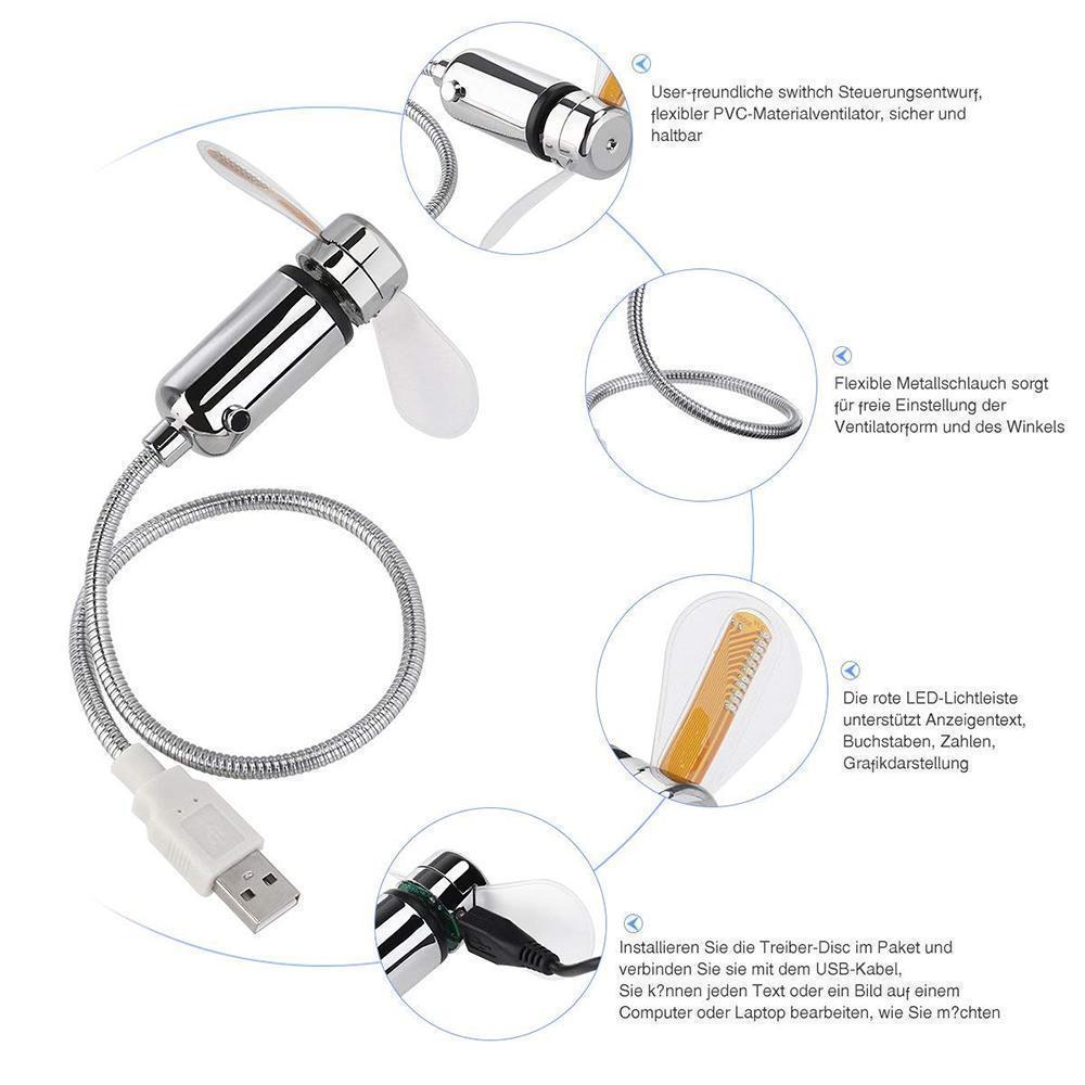 Gluschwein - LED Ventilator, Flexibel USB Lüfter