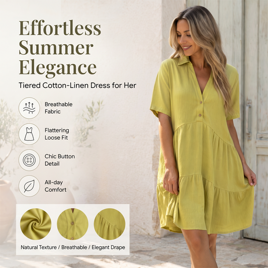 Gluschwein - 🌸 49 % RABATT JETZT! 🌸 Bequemes, einfarbiges Kleid mit Reversknopfleiste
