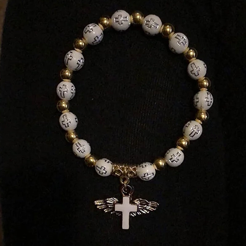 Gluschwein - Angel Wing Cross Bracelet