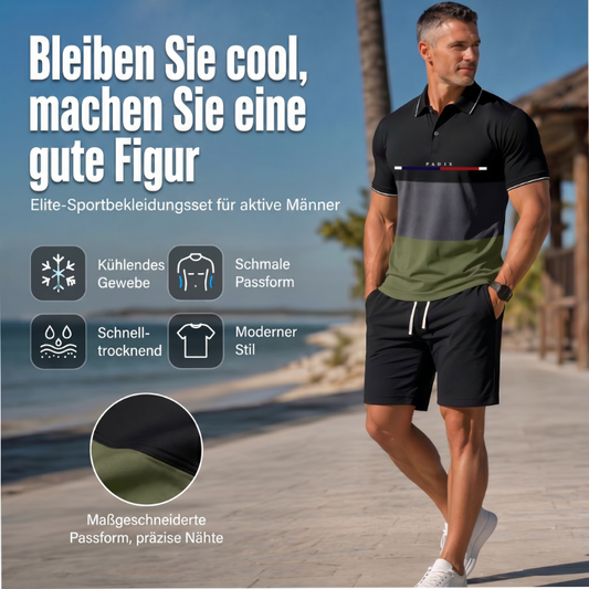 Gluschwein - 👕 2-teiliges Sommer-Set für Herren – Polo-Shirt & Shorts, atmungsaktiv, bequem & vielseitig für Sport, Alltag & Freizeit ☀️🏌️