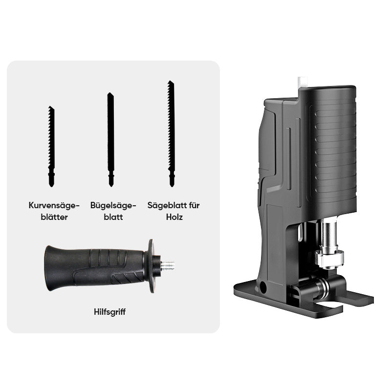 Gluschwein - Elektrischer Bohrer-zu-Säbelsägen-Adapter Klassischer Führungsrad-Positionierungsadapter + 3 Sägeblätter