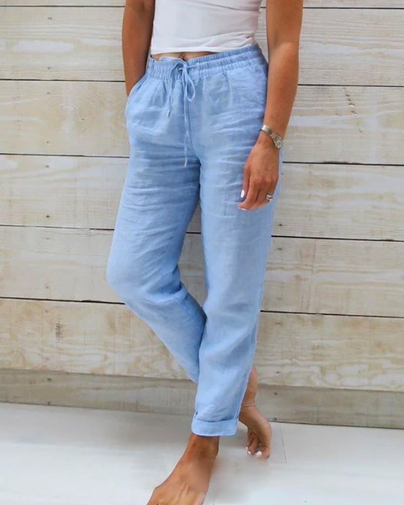 🌸Spring Sale 52% OFF🌿👖Damenhose aus Baumwolle & Leinen mit Elastischem Bund – Bequem, Atmungsaktiv & Lässiger Look 🥰
