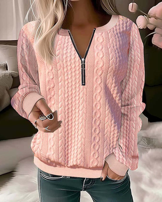 Gluschwein - Maiken - Pullover mit Reißverschluss Rosa